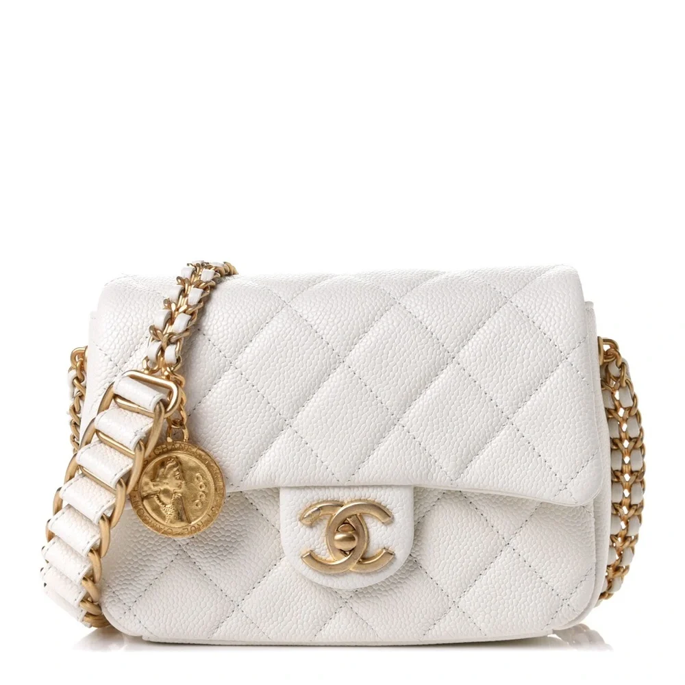 Chanel flap bag Chain soul mini caviar white - Picture 2 of 16